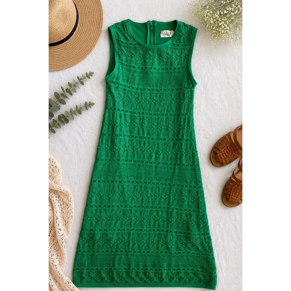 Eliza J Emerald Green Textured Knit Sheath Dress XS Sleeveless